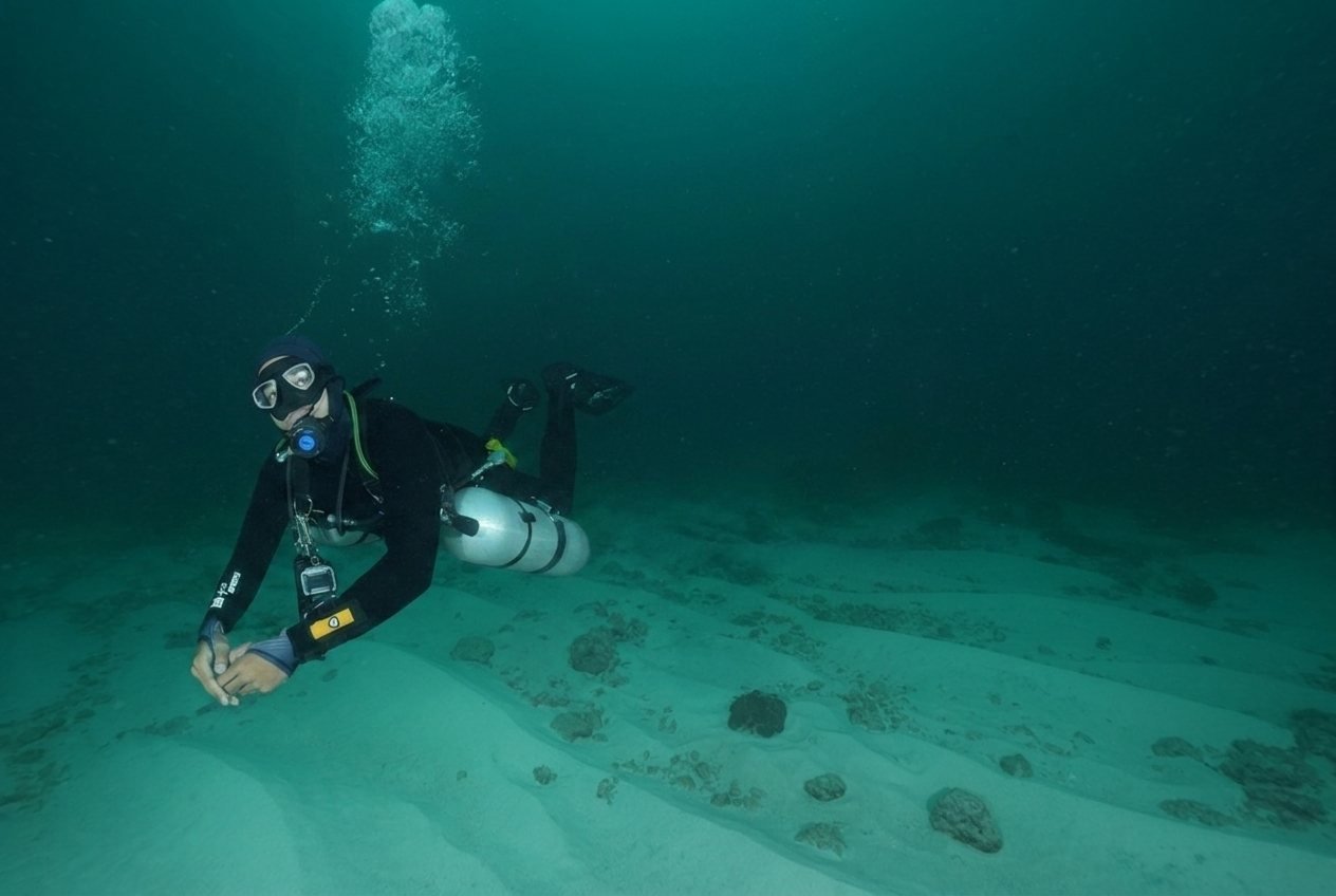 Sidemount diver underwater